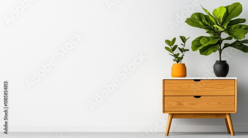 Modern Nightstand: A Minimalist Design with Two Drawers and Sleek Legs