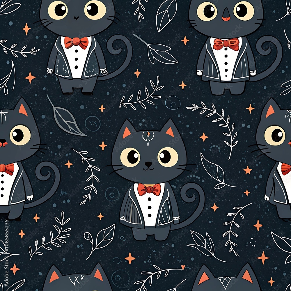 black cat pattern with a gothic hint black cat pattern with a gothic hint