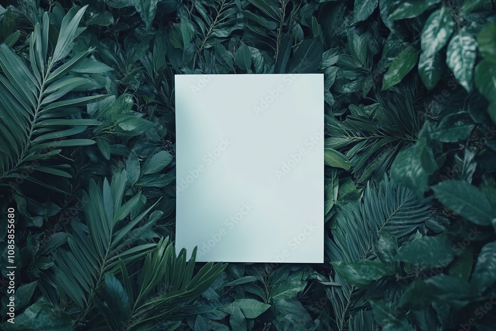 white blank paper in pine leaves low light mode white blank paper in pine leaves low light mode