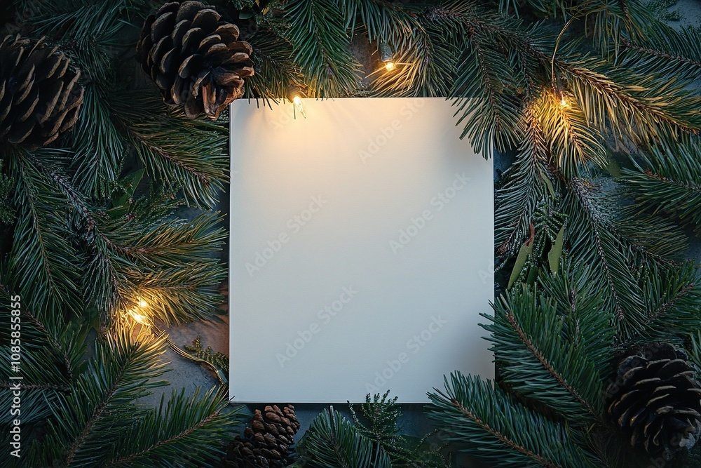 white blank paper in pine leaves low light mode white blank paper in pine leaves low light mode