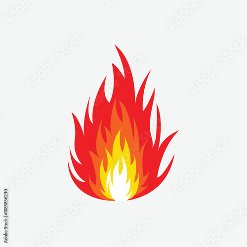 Fire flame icon isolated on white background