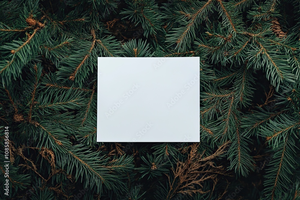 white blank paper in pine leaves low light mode white blank paper in pine leaves low light mode