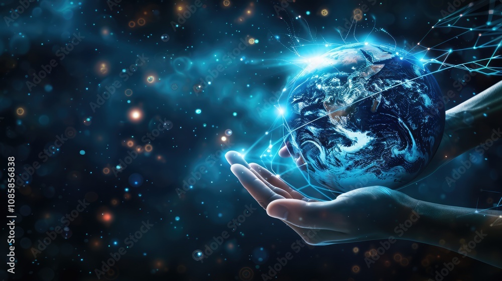 Global Connectivity: A Hand Holding the Earth Global Connectivity: A Hand Holding the Earth