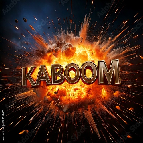 Kaboom as text for seeling business or comic icon photo