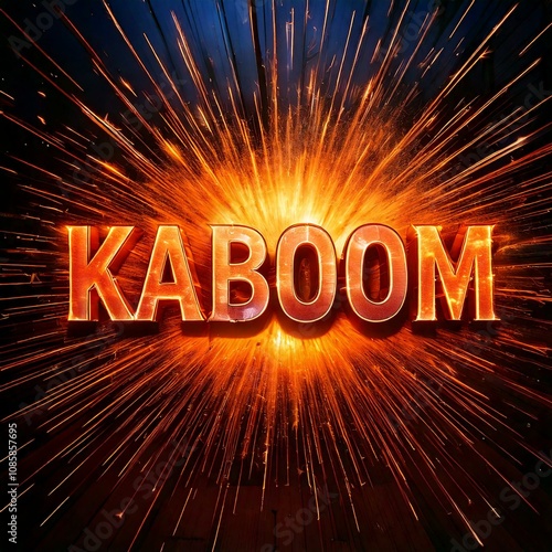 Kaboom as text for seeling business or comic icon photo