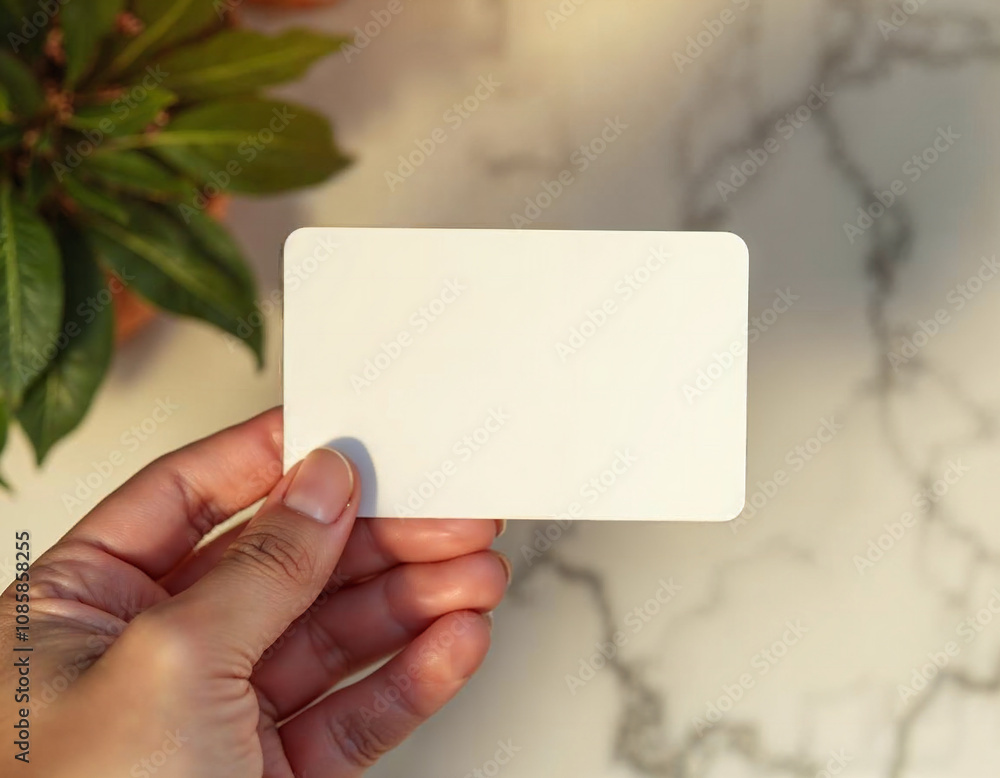hand holding blank business card isolated on white background hand holding blank business card isolated on white background