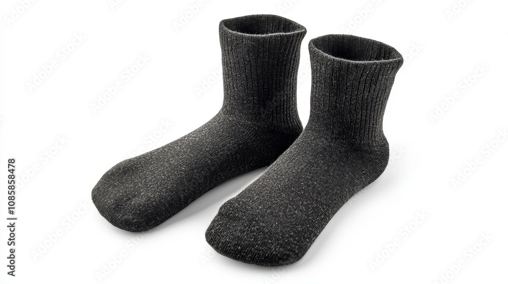 Pair of Black Socks Isolated on White Background for Product Presentation Pair of Black Socks Isolated on White Background for Product Presentation