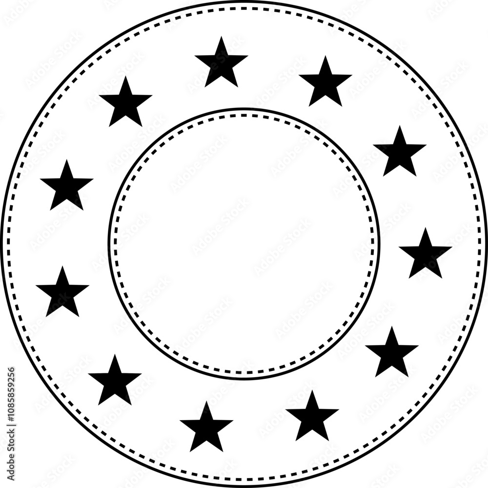 Stars of various sizes arranged in a circle. Black star shape. Vintage logo design element - vector illustration Stars of various sizes arranged in a circle. Black star shape. Vintage logo design element - vector illustration