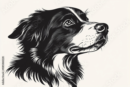 A Striking Monochrome Portrait of a Border Collie Dog