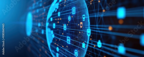 Abstract digital technology network connection.