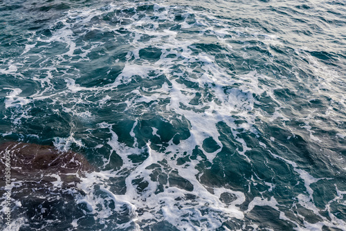 Fragment of sea surface with water roughness, top view