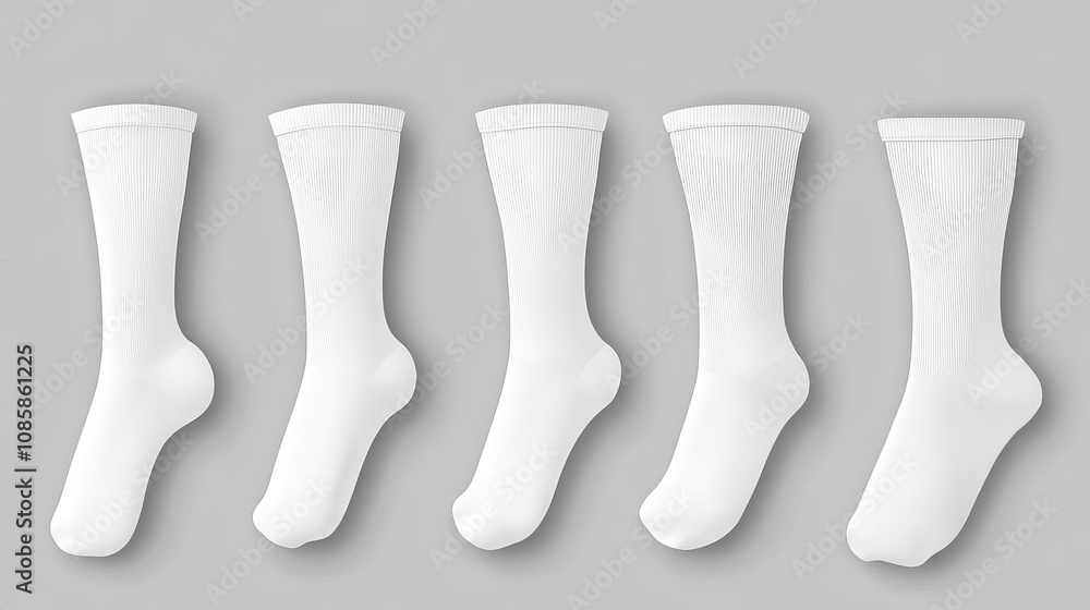 White Socks Set | Realistic Vector Mockup of Ankle, Short, and Long Footwear Designs
White Socks Set | Realistic Vector Mockup of Ankle, Short, and Long Footwear Designs