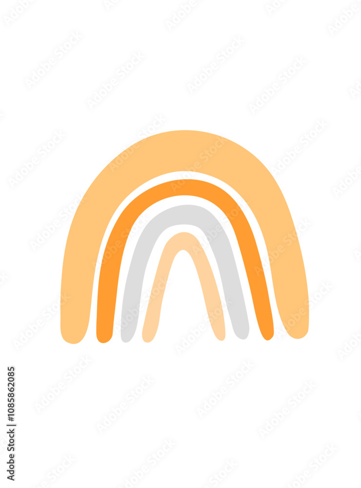 Rainbow abstract shape, simple hand drawn silhouette illustration in trendy pastel colors, minimalist concept perfect for celebration design, cards, banners, posters, textile, papercraft Rainbow abstract shape, simple hand drawn silhouette illustration in trendy pastel colors, minimalist concept perfect for celebration design, cards, banners, posters, textile, papercraft