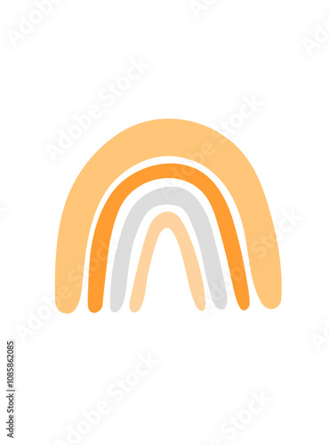 Rainbow abstract shape, simple hand drawn silhouette illustration in trendy pastel colors, minimalist concept perfect for celebration design, cards, banners, posters, textile, papercraft