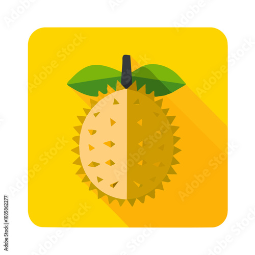 Simple flat 2D icon of durian isolated on background, vector design, ideal for animation, UI/UX design, mobile apps, web design, digital illustrations