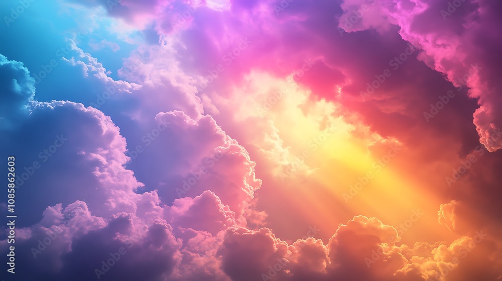 Fototapeta premium Beautiful pastel background with soft blurred light sunset cloud