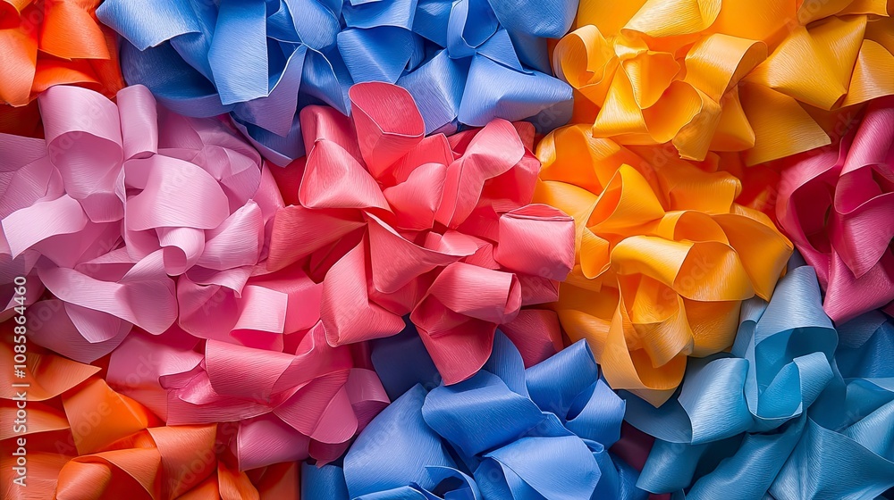 Pile of haphazardly wrapped presents in bright colors, creating chaotic but cheerful composition Pile of haphazardly wrapped presents in bright colors, creating chaotic but cheerful composition