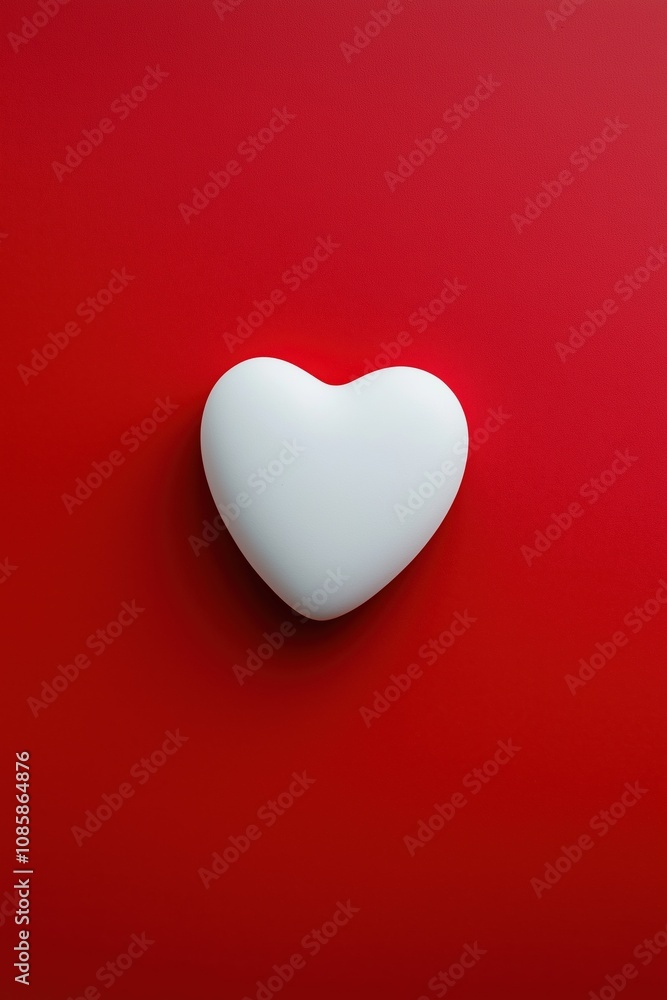 A white heart is on a red background. The heart is small and white, and it is placed on the red background A white heart is on a red background. The heart is small and white, and it is placed on the red background