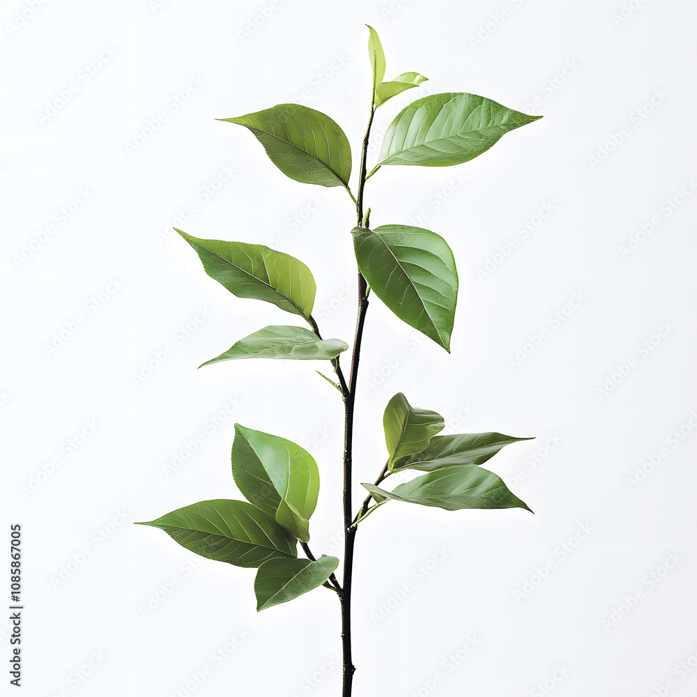plant sapling, green leafs, completely white background plant sapling, green leafs, completely white background