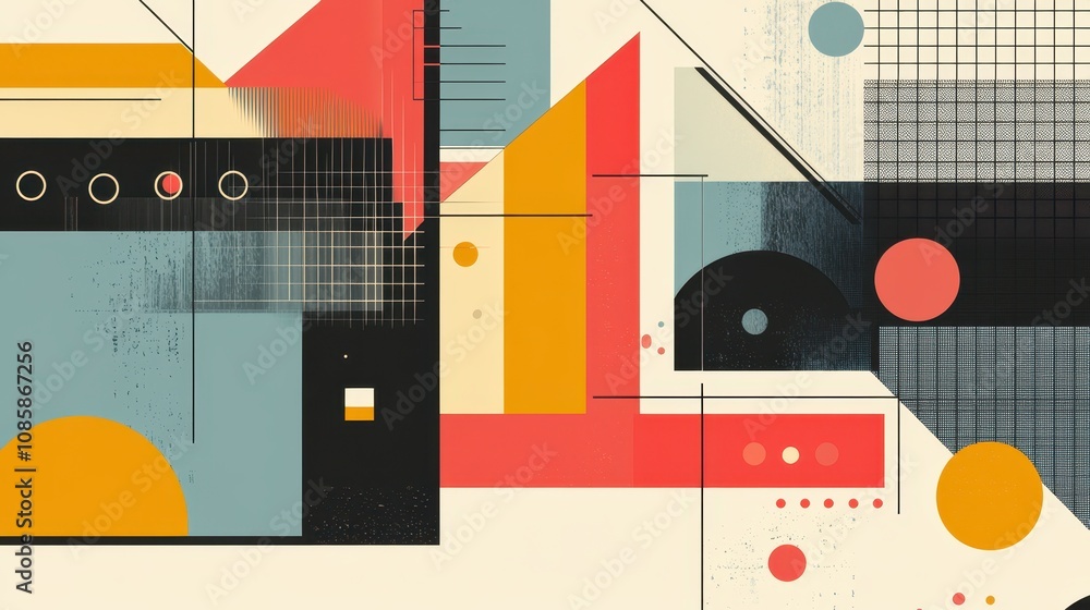 Abstract Geometric Composition with Vivid Colors and Shapes Abstract Geometric Composition with Vivid Colors and Shapes
