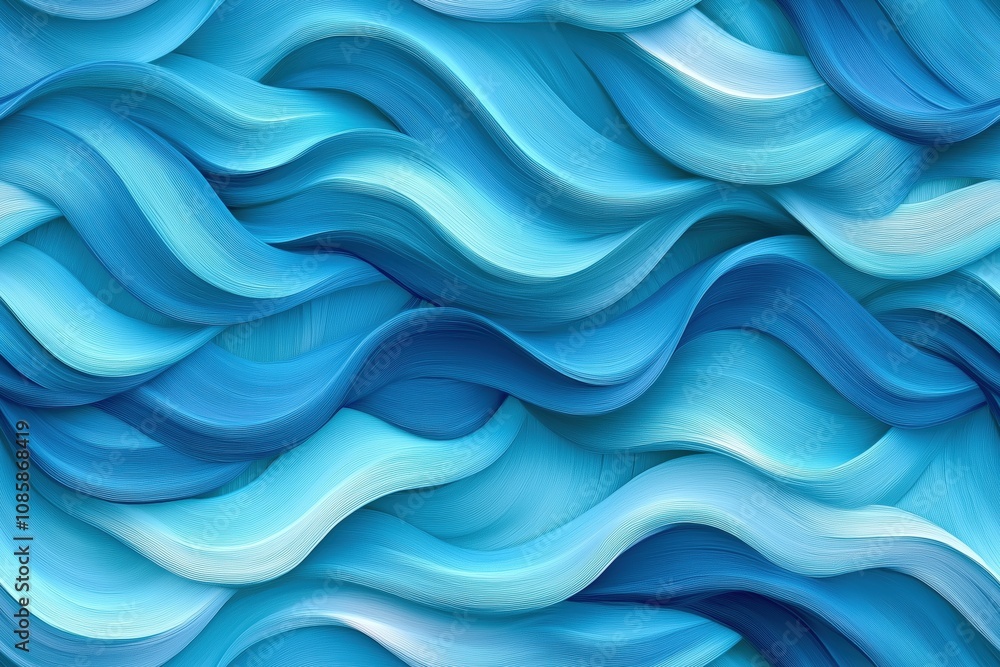Obraz premium Abstract blue wavy lines forming a seamless pattern