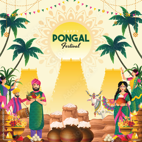 Happy Pongal festival of India background