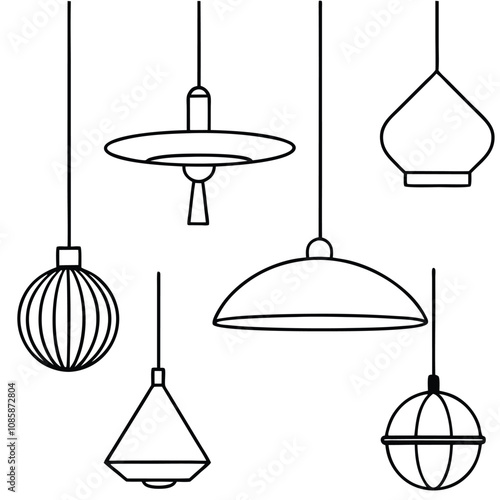 Set of vector lamp icons for home interior lighting and decoration