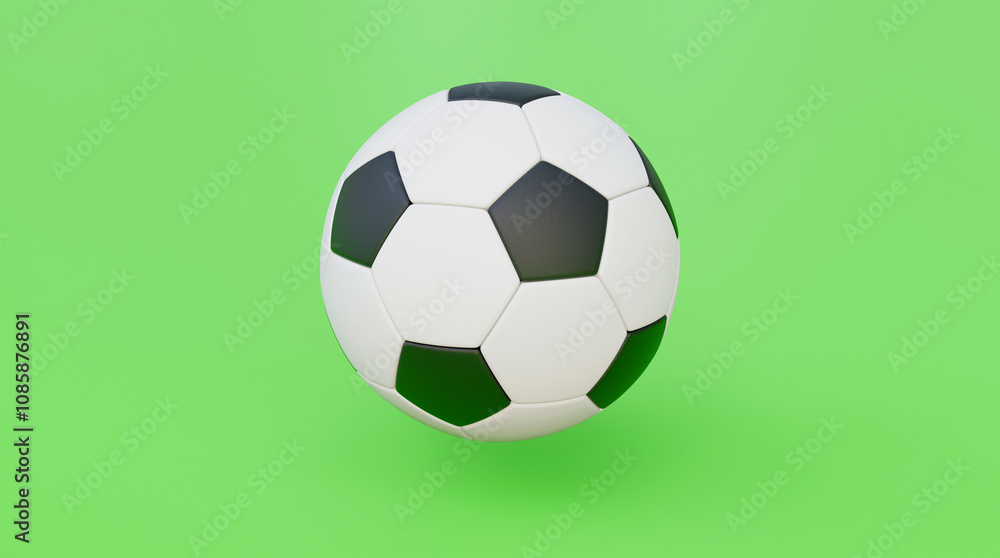 Football soccer ball black and white color over green background. Soccer ball on green background. Football soccer ball black and white color over green background. Soccer ball on green background.