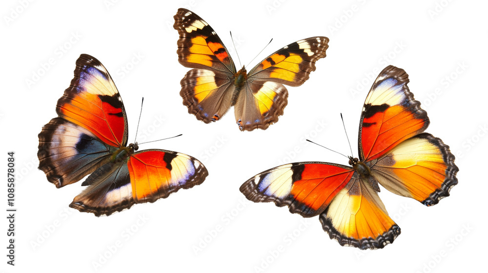 Fototapeta premium Butterfly collection transparent background