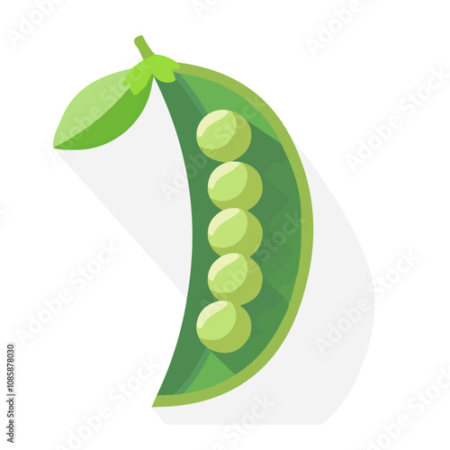 Simple flat 2D illustration of green peas isolated on a white background, ai, flat 2d design, ideal for animation, UI/UX design, mobile apps, web design, digital illustrations