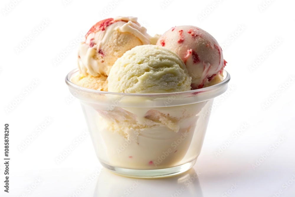 cold ice cream in a cup isolated on white background low angle cold ice cream in a cup isolated on white background low angle