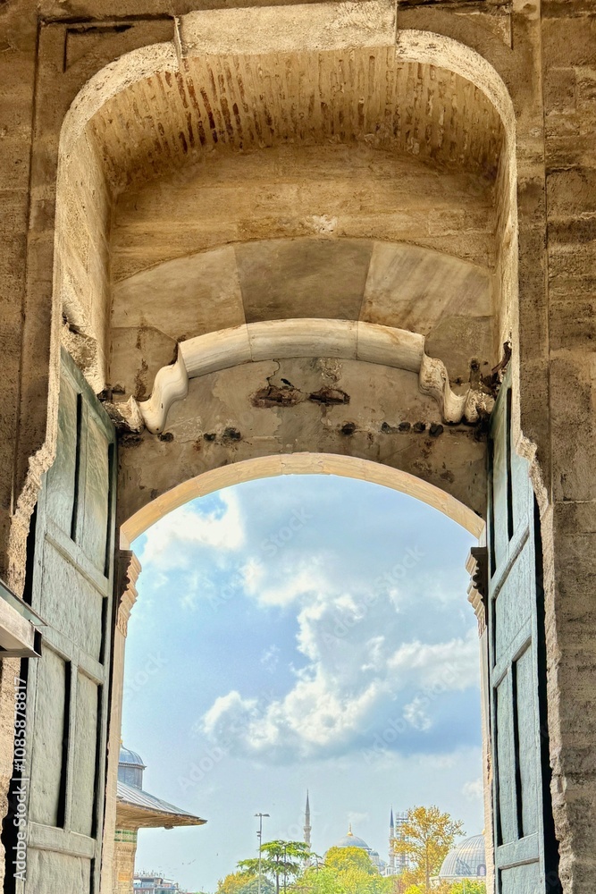 The inner side of Imperial Gate to Topkapi Palace in Istanbul, Turkey