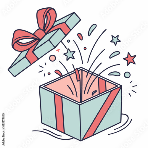Gift Box Vector Illustration, Present with Ribbon, Festive Surprise Package, Holiday Celebration Design, Perfect for Branding, Packaging, Digital Art, and Creative Projects

