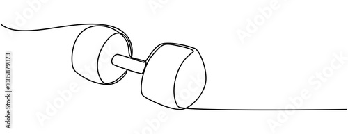 Barbel in one continuous single line art drawing style Gym fitness sport concept vector illustration, Single continuous line drawing of dumbbells. Sport equipment in one linear style. Design element.