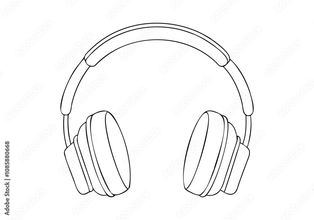 Continuous Line Art of Headphones – Minimalist Audio and Music Accessory Illustration Continuous Line Art of Headphones – Minimalist Audio and Music Accessory Illustration