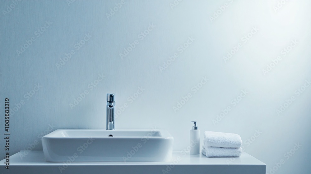 Minimalist White Bathroom with Basin Sink and Hand Soap Dispenser for Uncluttered Lifestyle Minimalist White Bathroom with Basin Sink and Hand Soap Dispenser for Uncluttered Lifestyle