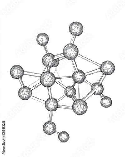 illustration of penicillin's molecular structure with detailed atoms and bonds on a white background, perfect for educational purposes