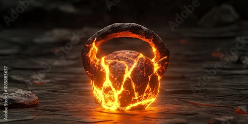 Wallpaper Mural Glowing Lava Kettlebell: Abstract Fitness Concept Torontodigital.ca