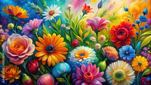 Wallpaper Mural Colorful abstract floral painting background suitable for wall art print and wallpaper design Torontodigital.ca