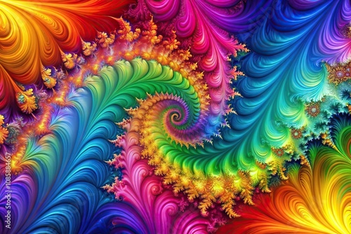 Colorful abstract fractal distorted background Low Angle view