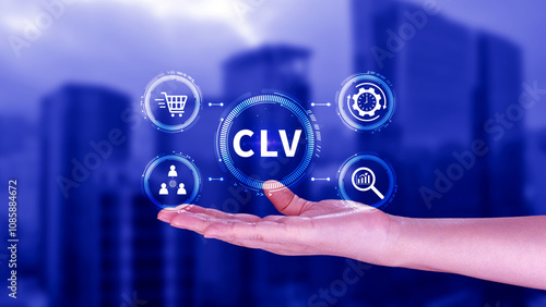 CLV, Customer lifetime value concept, Increasing CLV marketing strategy planning, measure of average customer revenue generated over their entire relationship with company. photo