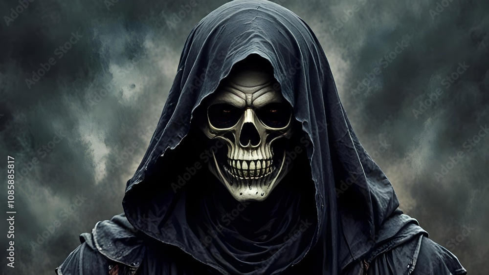 Majestic Grim Reaper Portrait in Expressionist Style Majestic Grim Reaper Portrait in Expressionist Style