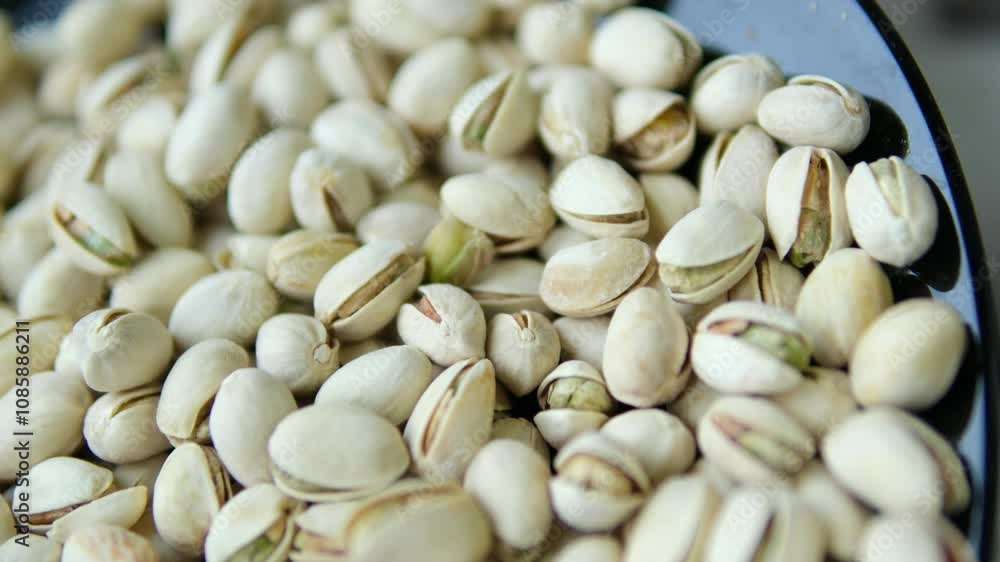 Salted Pistachios for Beer, Macro, Spin. Isolated Background of a Beer Snack of Salted Pistachio Nuts. Healthy Delicious Pistachios. High quality 4k footage Salted Pistachios for Beer, Macro, Spin. Isolated Background of a Beer Snack of Salted Pistachio Nuts. Healthy Delicious Pistachios. High quality 4k footage
