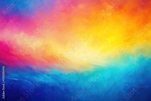 Colorful abstract painting with a blue pink yellow and orange gradient Medium Shot