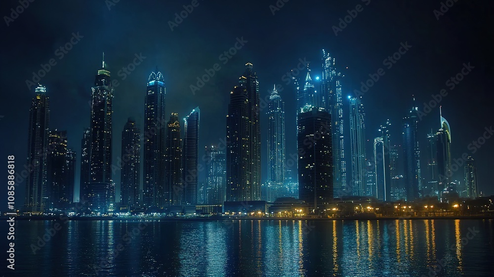 Captivating dubai skyline at night, aerial photography of urban architecture, vibrant nightlife, stunning views Captivating dubai skyline at night, aerial photography of urban architecture, vibrant nightlife, stunning views