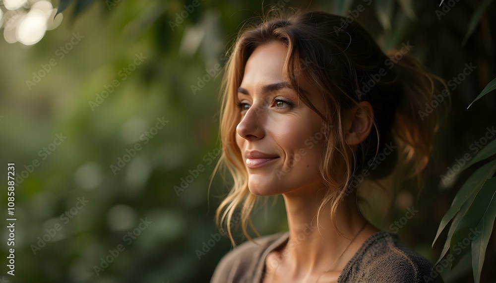 Retrato de una mujer con rasgos armoniosos, resaltando su belleza natural en un entorno cálido y elegante. Retrato de una mujer con rasgos armoniosos, resaltando su belleza natural en un entorno cálido y elegante.