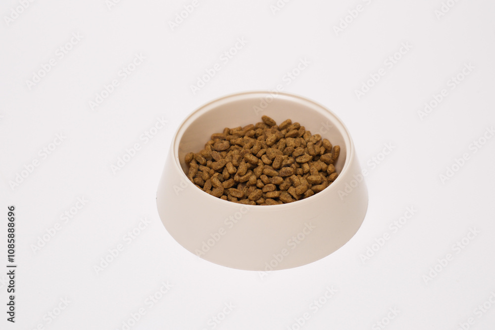 A Pet Food Bowl Filled with Kibble to Provide Nutrition for Your Beloved Animals at Mealtime A Pet Food Bowl Filled with Kibble to Provide Nutrition for Your Beloved Animals at Mealtime