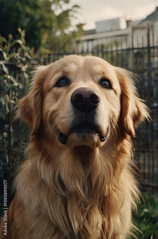 Cute golden retriever exploring a meadow filled with colorful wildflowers, capturing the essence of summer. Cute golden retriever exploring a meadow filled with colorful wildflowers, capturing the essence of summer.