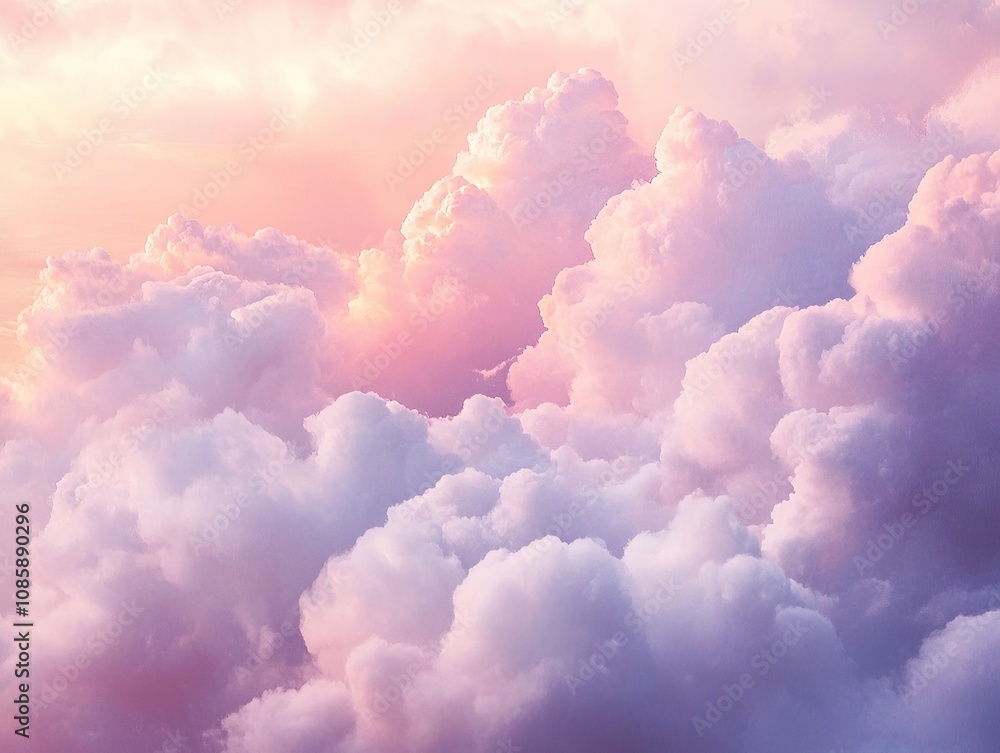 Dreamy pastel clouds against a soft blue sky. Dreamy pastel clouds against a soft blue sky.