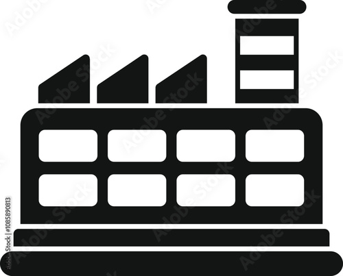 Icon of a factory building representing manufacturing, industry, and production